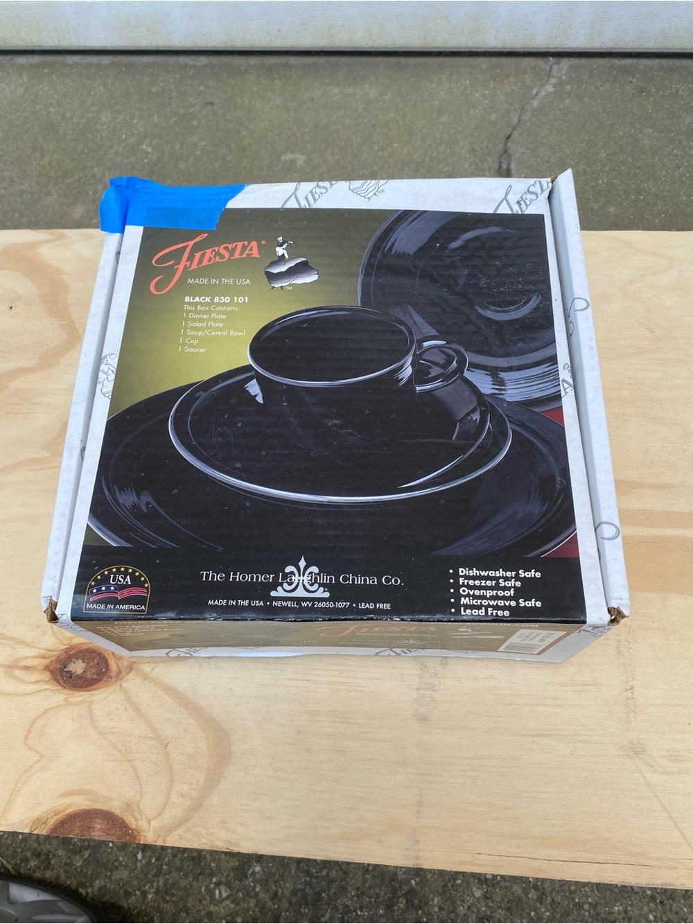 Fiestaware *Retired* Black 5 Piece Place Setting Homer Laughlin USA in Box